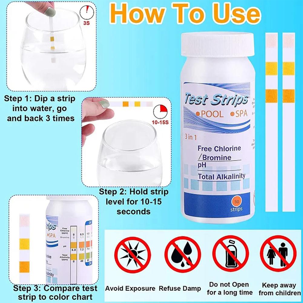50pcs Chlorine PH Test Strips  – Marine Test Kit recenzja i cena