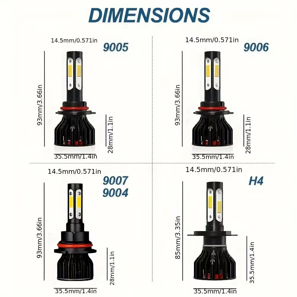 2pcs New 4 Sides 9005/HB3 9006 – Actinic Blue Led recenzja i cena