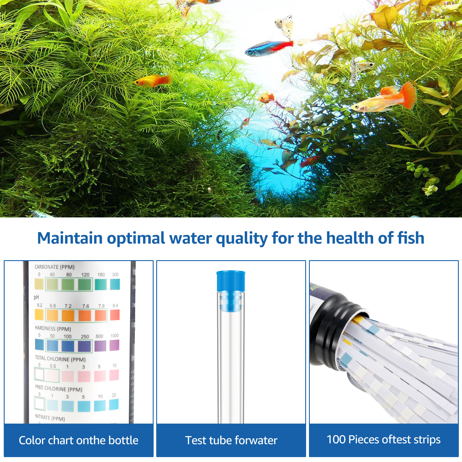 100Pcs 7 in 1 Aquarium Test St – Marine Test Kit recenzja i cena